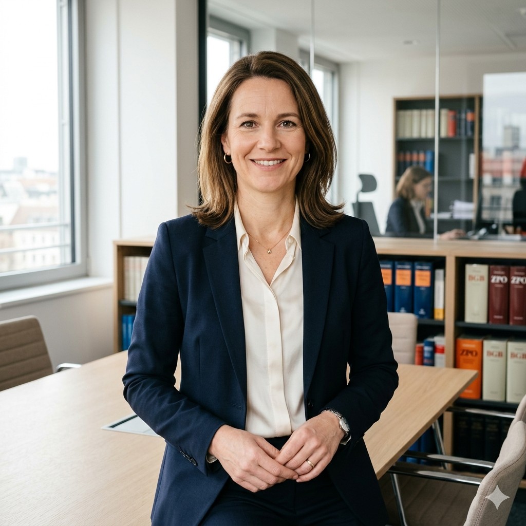 Portrait von Dr. Anna Hoffmann in einem hellen Kanzleiraum